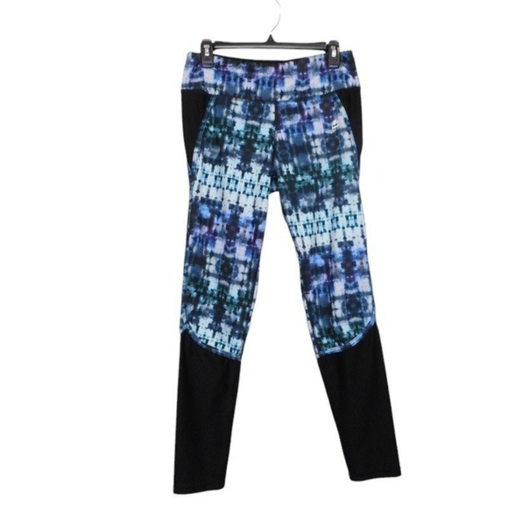 RBX Womens Ankle Leggings Size Large Blue Purple Tie Dye Yoga Workout Activewear
